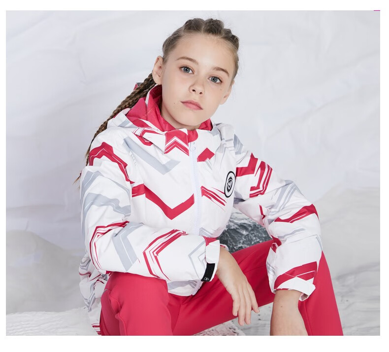 诺诗兰童装男女童三合一可拆卸中大童户外防风保暖羽绒外套幻影紫印花