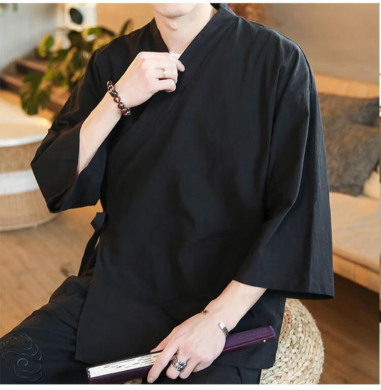 居士服拜佛打坐服禅修服男士古装道袍中国风汉服男夏季复古唐朝古风七