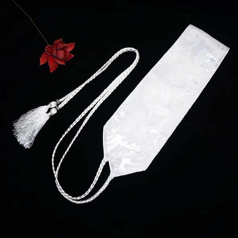 古风腰封女士全长220厘米文艺清新莲花提花腰带古风汉服腰封国风青年