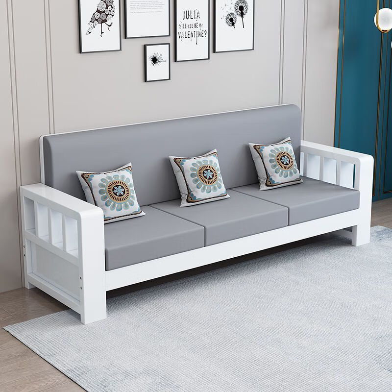 夏天 新中式全实木沙发组合三人位松木沙发小户型客厅单人经济型木