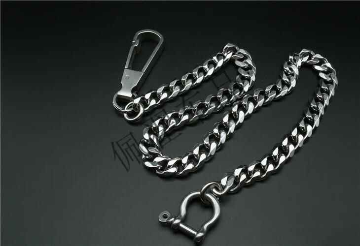 佩翟不锈钢钥匙链长链条男士腰挂车载马蹄扣钥匙扣钥匙链裤链花篮链磨