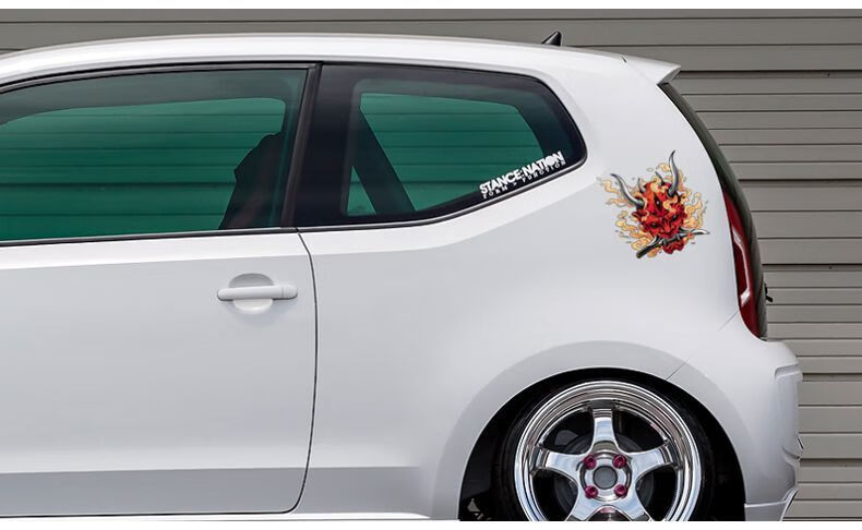 日系鬼武士车贴般若鬼武者面具贴纸和风电动车摩托车划痕贴鬼头款式