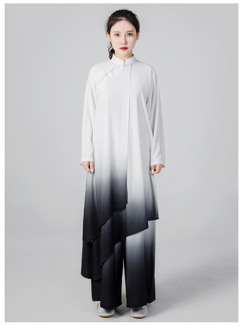 水墨渐变色太极服女武术表演服男女太极拳练功服春夏套装女 渐变色