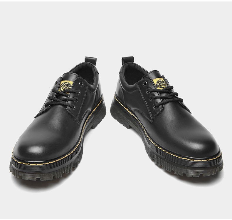 cabbeen卡宾春夏季男鞋2022男士大头皮鞋男英伦百搭鞋靴马丁鞋男低帮