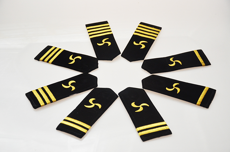 小米通用肩章男女海员船长大副水手轮机螺旋桨海锚绣花黑色魔术贴硬