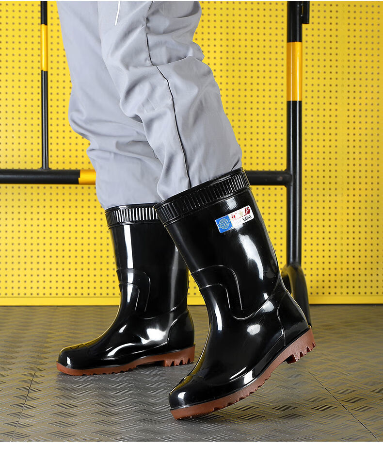 牛筋底耐磨高帮雨靴加绒保暖劳保胶鞋水靴工地四季汇扬中筒加棉大码43