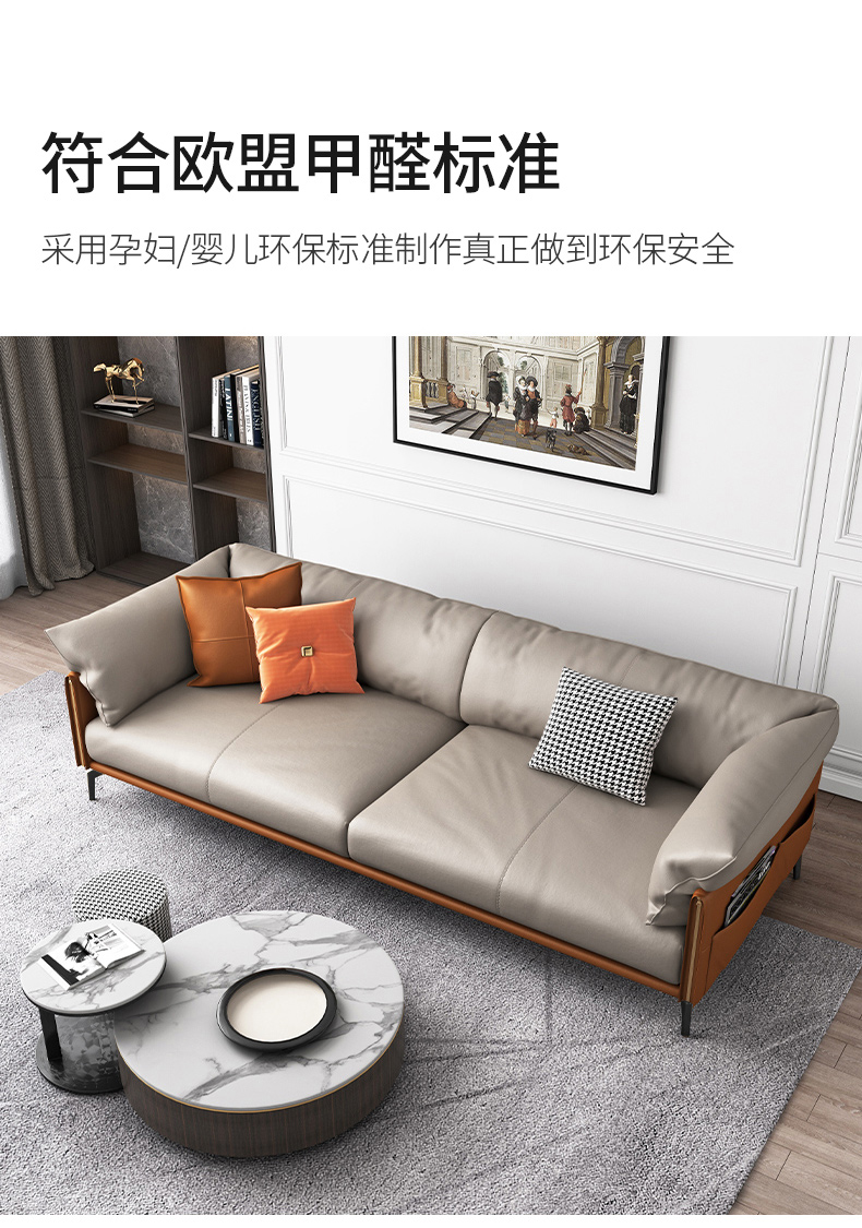 东半球沙发意式轻奢真皮沙发客厅组合直排现代沙发小户型单人位长118