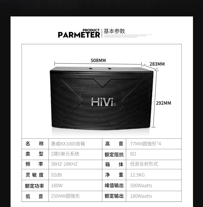 hivi惠威家庭卡拉ok音箱家用k歌舞台10吋会议ktv音响套装hd9300功放