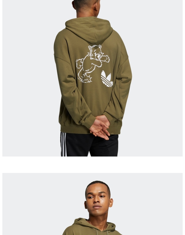 adidas阿迪达斯官网三叶草男装小熊运动连帽卫衣hl4109橄榄绿s参考