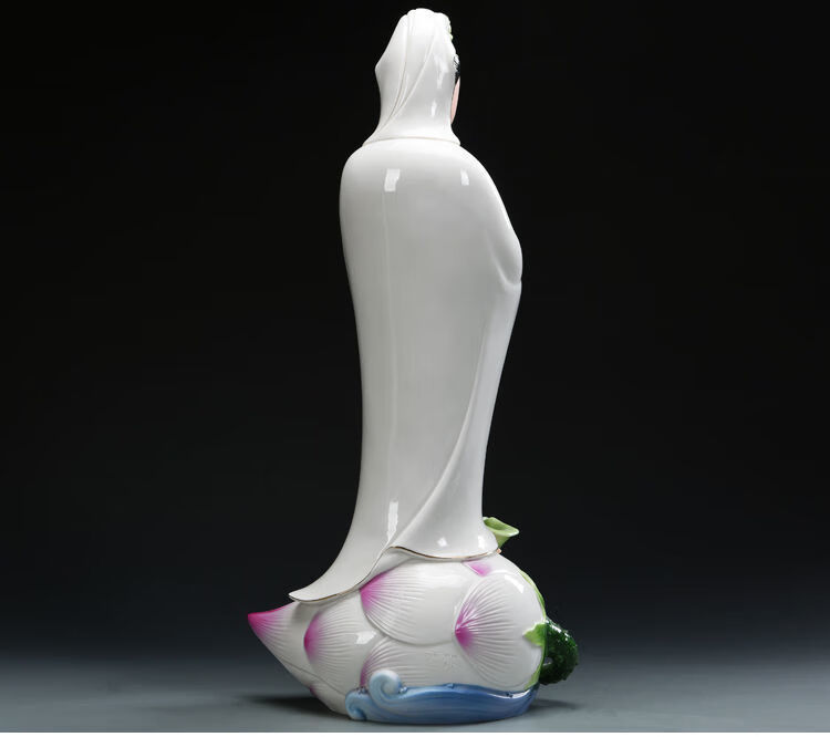 白凤凰德化陶瓷滴水观音佛像摆件观世音菩萨家用供奉客厅装饰白瓷工艺