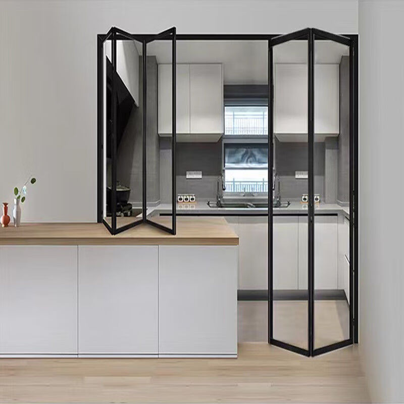 厨房门可半折叠极窄折叠门小户型卫生间门玻璃隔断门无下轨铝合金门