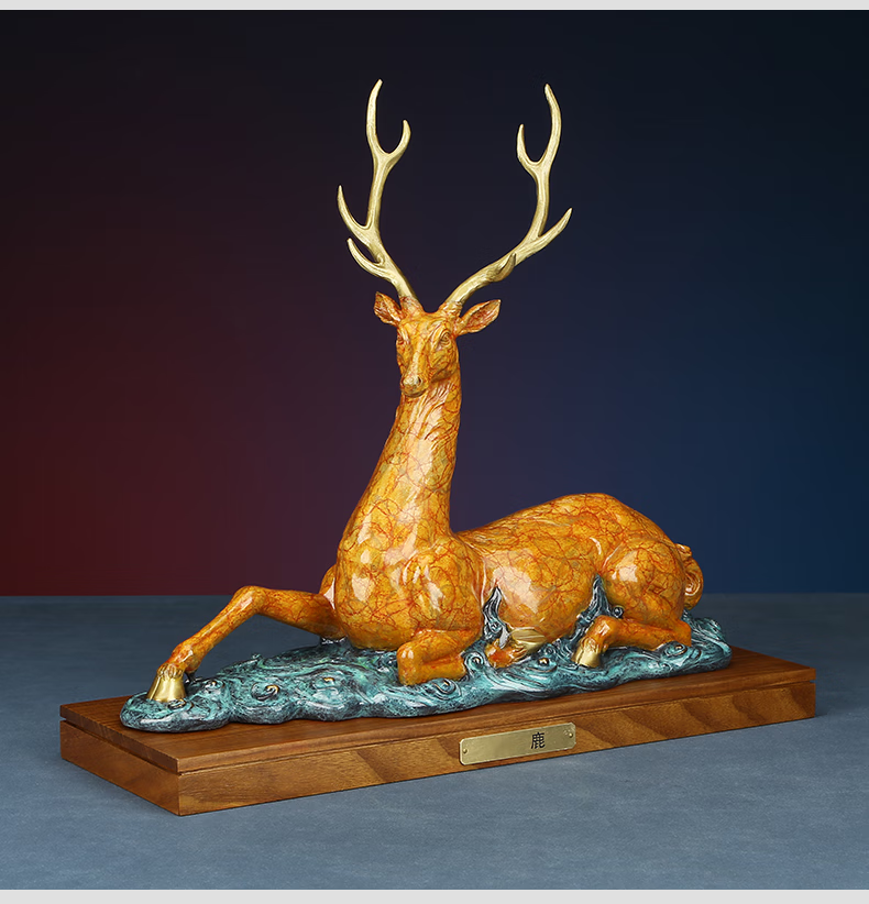 vakada轻奢全铜梅花鹿摆件吉祥卧鹿家居装饰品客厅办公室工艺品摆设