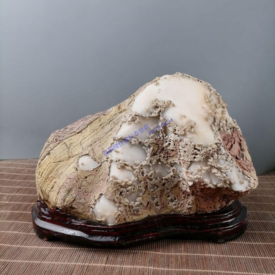 客厅摆件灵璧石白灵石办公室靠山石家居办公案头礼品摆件中式摆件 青