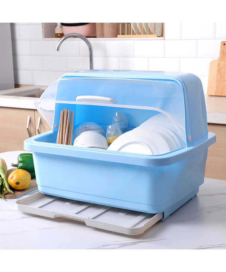 大号碗柜塑料厨房放碗架沥水架装餐具带盖家用碗盘碗碟碗筷收纳盒全