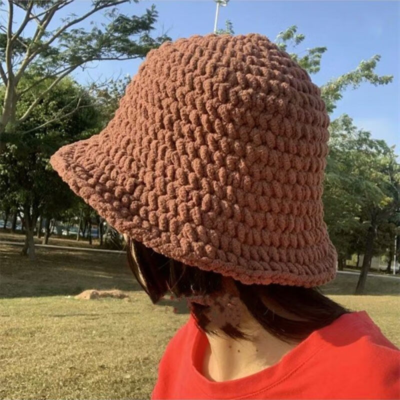 兴班 粗毛线冰条线编织帽子泫雅渔夫帽手工编织日系文艺帽子编织材料