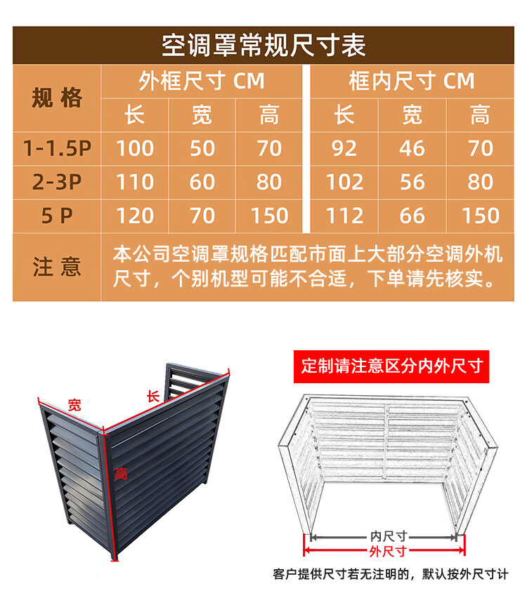 鋁合金格柵護欄空調外機保護罩裝飾圍欄 定製 規格1【圖片 價格 品牌