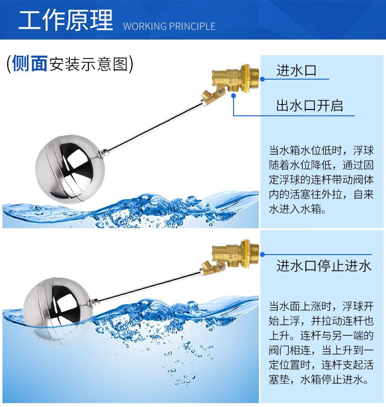 304不锈钢浮球阀水塔 水箱 可调式消防水池控制球阀4分 6分 1寸 米
