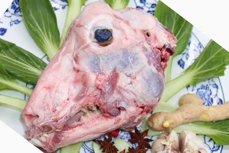 萧县新鲜羊头去皮羊头散养山羊头羊头汤羊头肉带羊脑2斤以上 1000g【