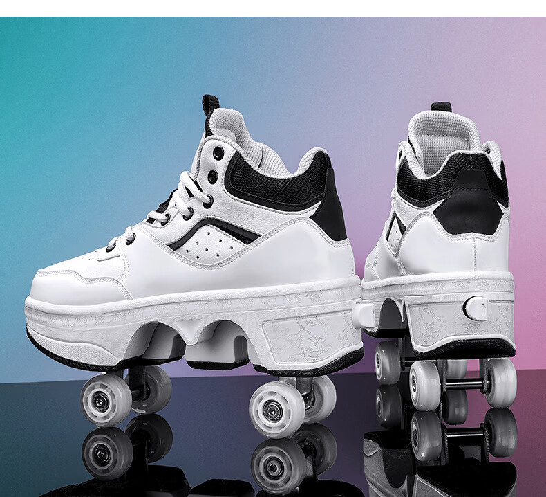 puente变形鞋3到6岁四个轮子的变形轮滑鞋能走能滑网红溜冰鞋女孩暴走