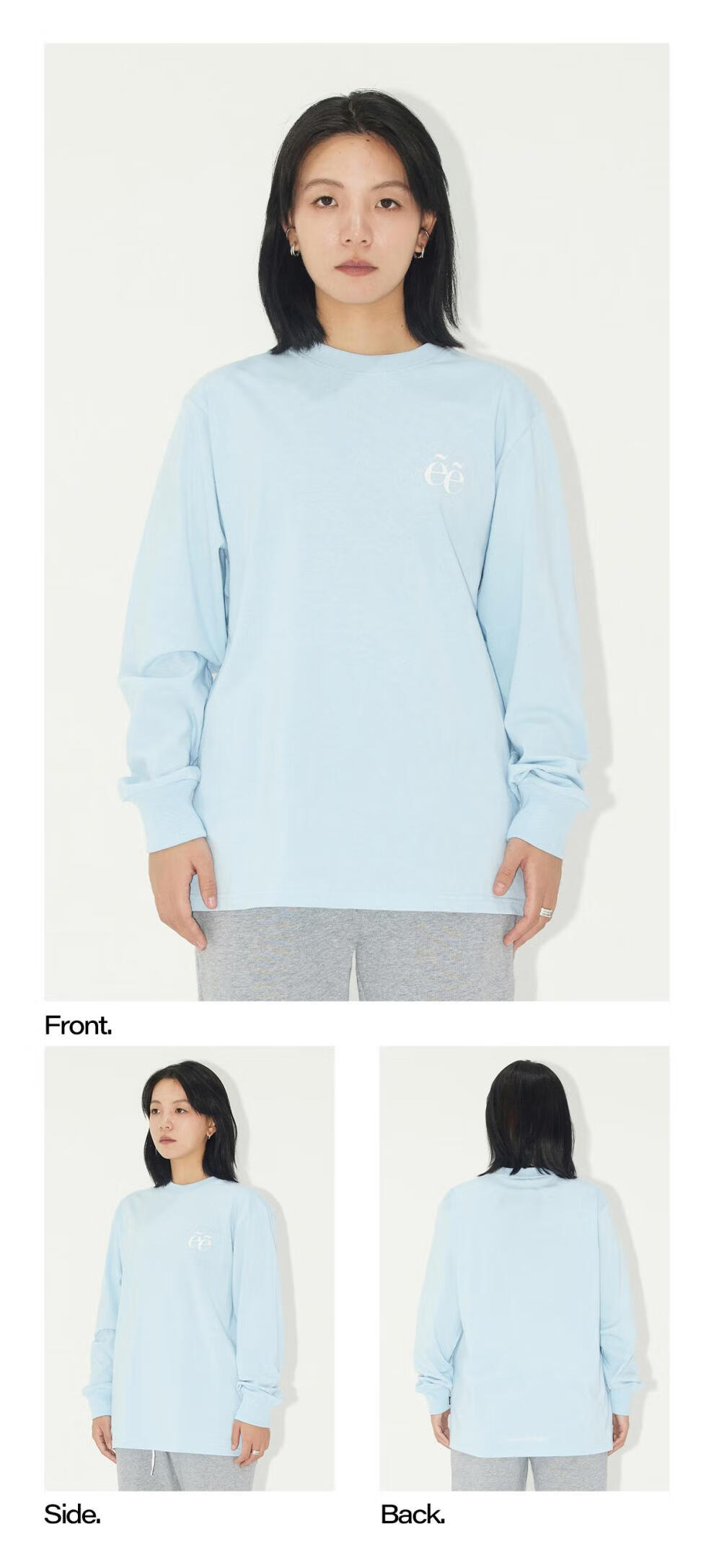 phew潮牌长袖t恤秋季情侣印花圆领上衣男女美式宽松潮流衣服 黑色 m