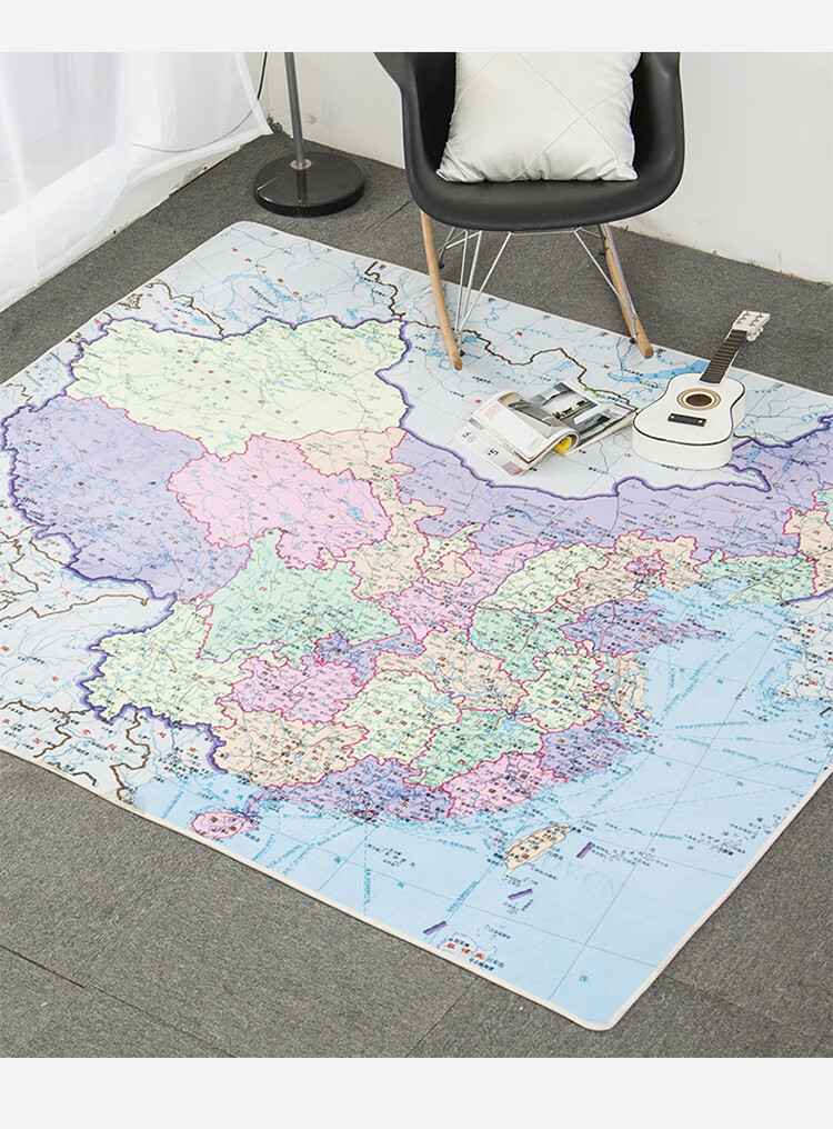 迪士尼品牌官方旗舰新款创意中国地图地毯客厅厨房卫生间防滑垫儿童