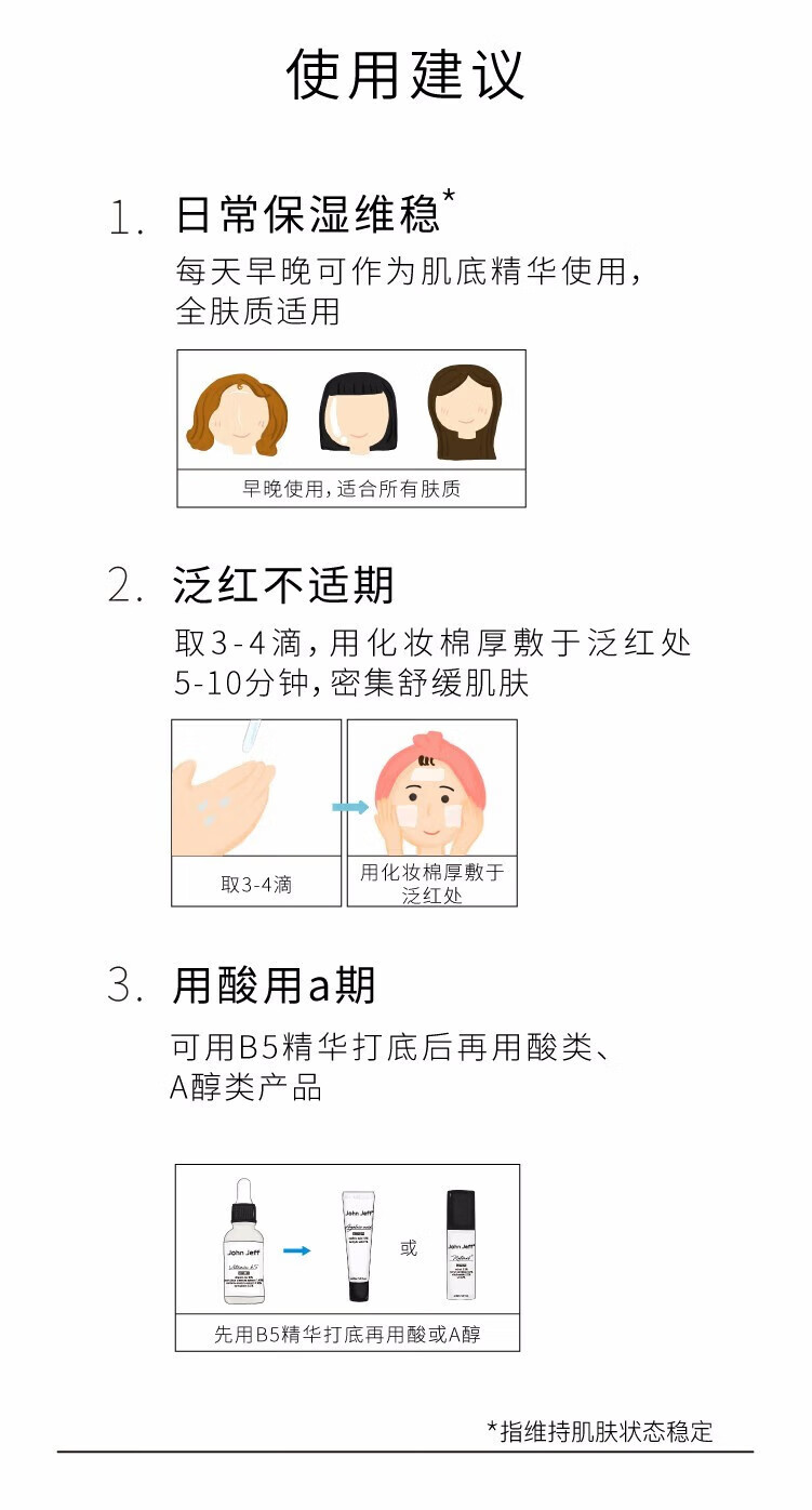 John Jeff1.325%油橄榄面部精华液女改善泛红控油舒缓敏男女学生 10%B5精华液15ml
