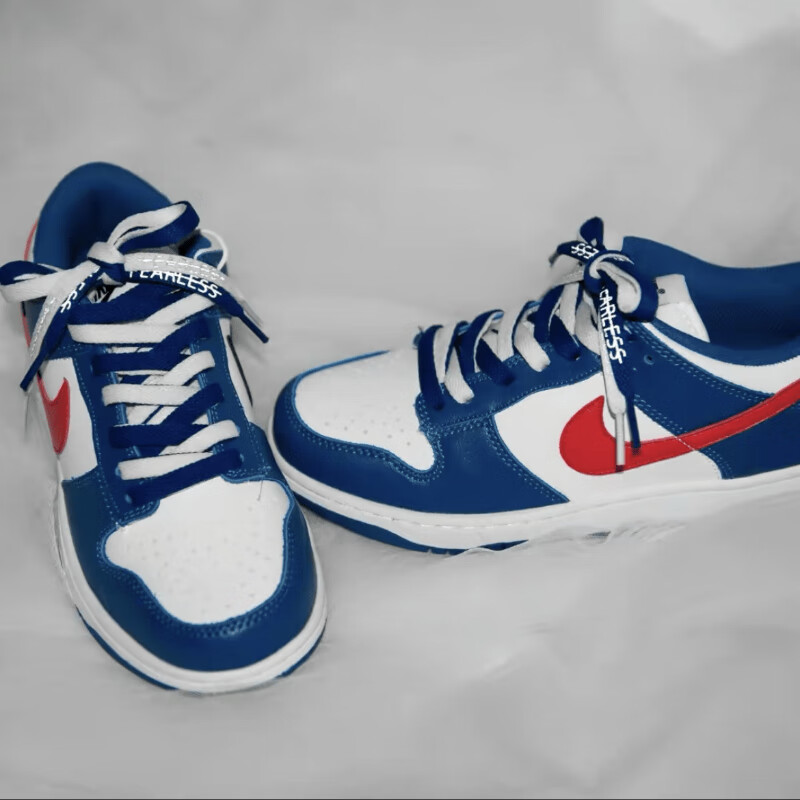 适配dunk low白蓝红色哆啦a梦机器猫腰果花反光字母鸳鸯鞋带 蓝红腰果