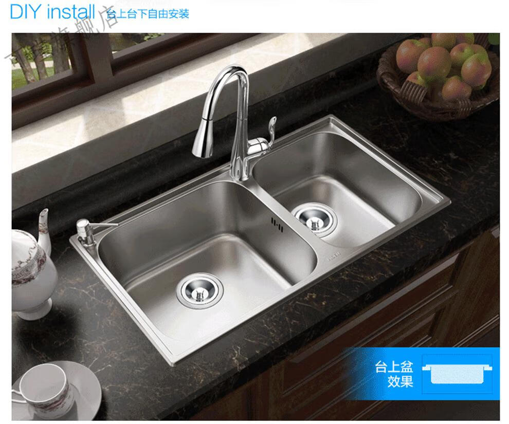 樱花不锈钢水槽水槽双槽套餐304不锈钢厨房洗菜盆洗碗池水池28116sl2