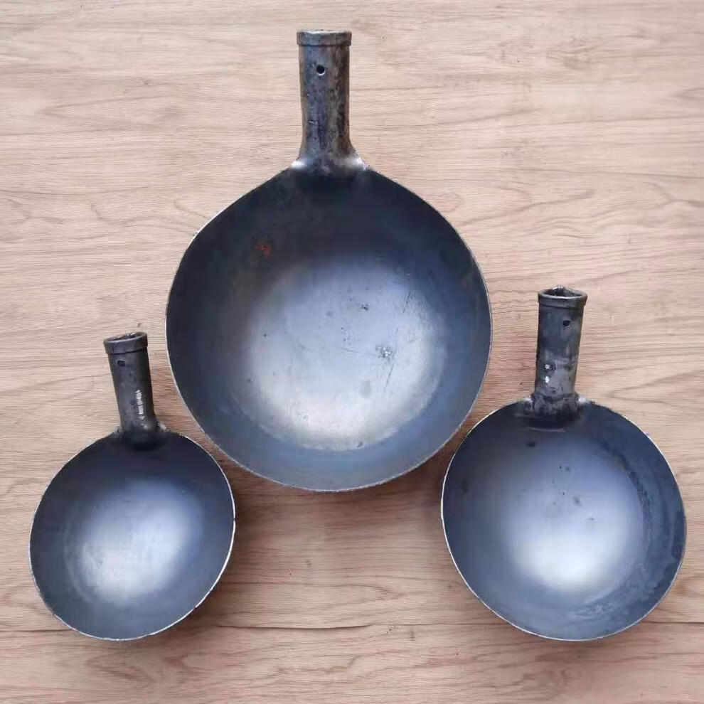 钢柄铁勺漏勺铁瓢大铁勺清理下水道淤泥掏粪勺子农用种菜浇水新 平把