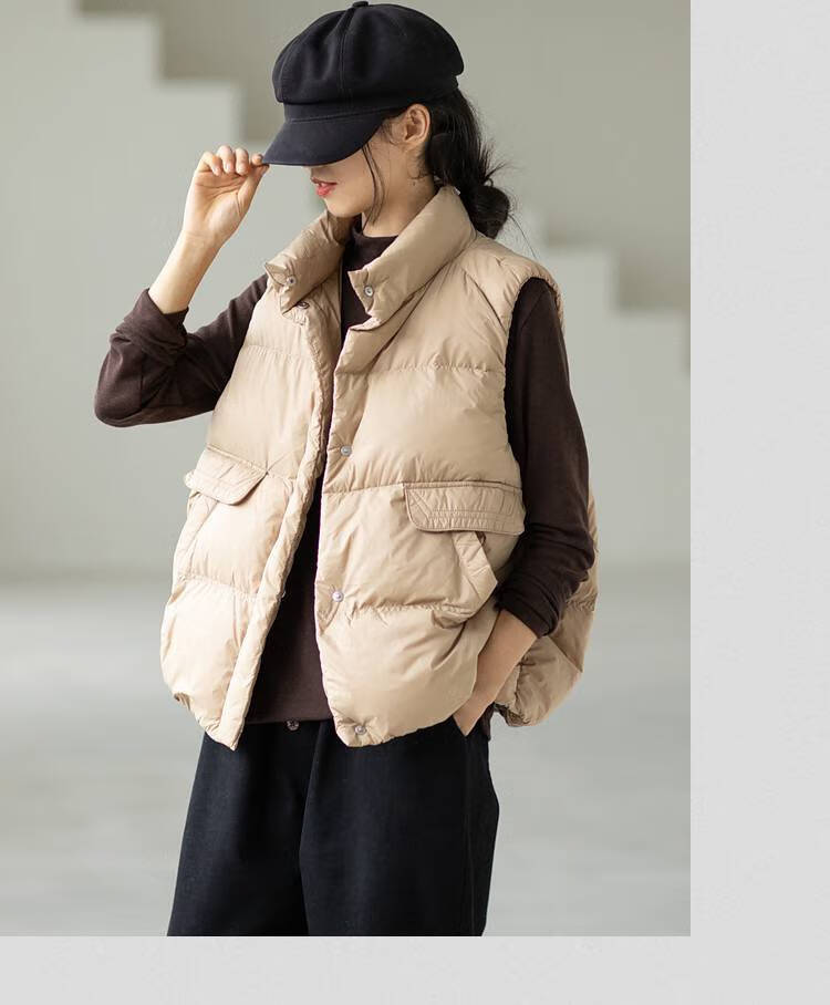 富贵鸟羽绒马甲女冬季轻薄短款时尚新款洋气白鸭绒马夹女士外穿坎肩