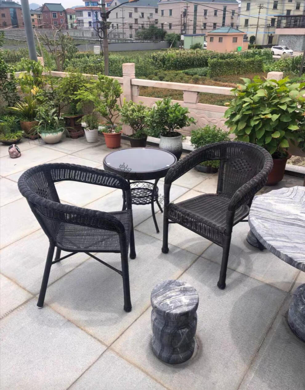 蝴蝶萱阳台藤椅户外编织椅子单人休闲靠背椅桌椅三件套组合老人椅子