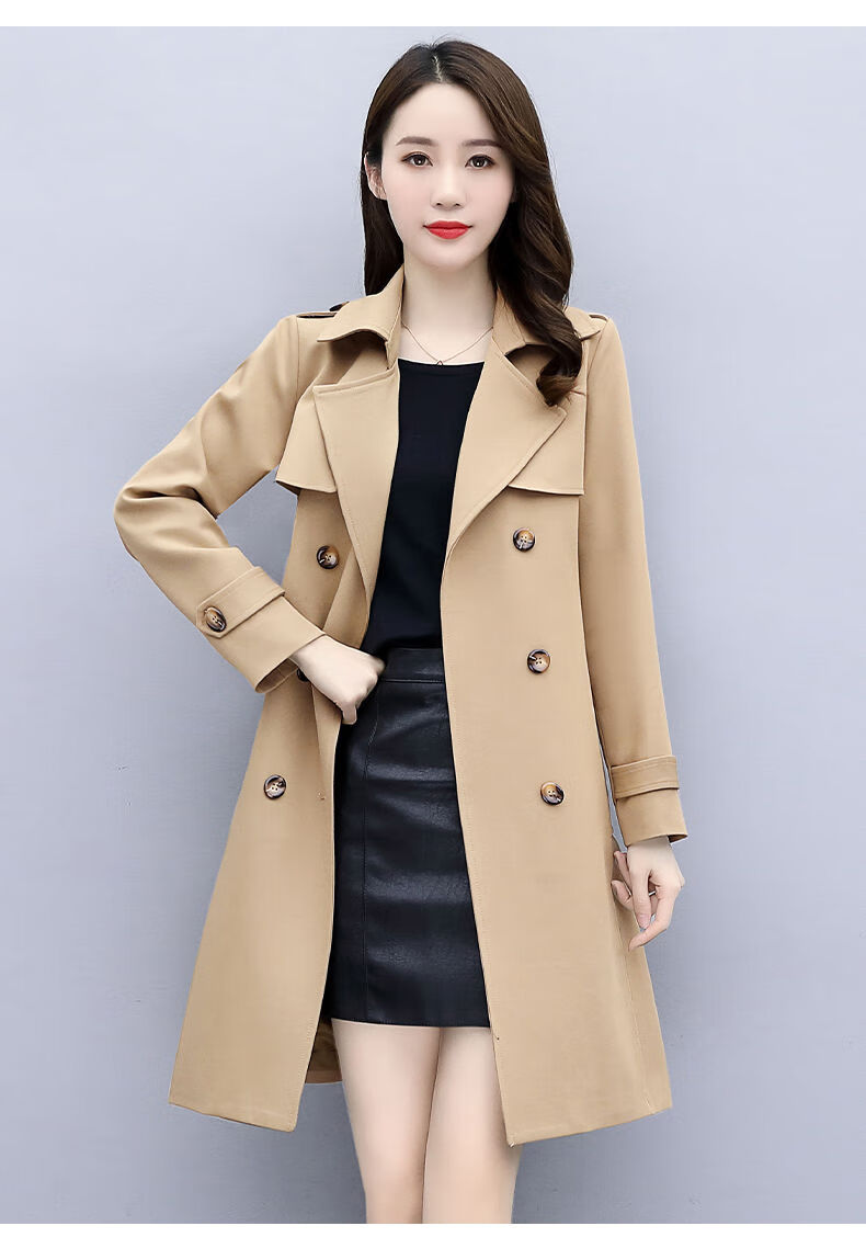 高品质秋季中长款风衣女2021新款不起皱系腰带风衣外套女中长款春秋