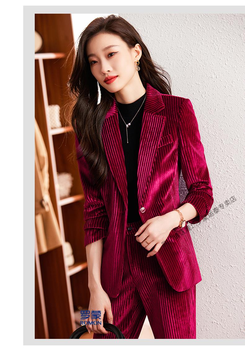 罗蒙(romon)轻奢高档品牌女装 金丝绒黑色小西装外套女2022秋季新款