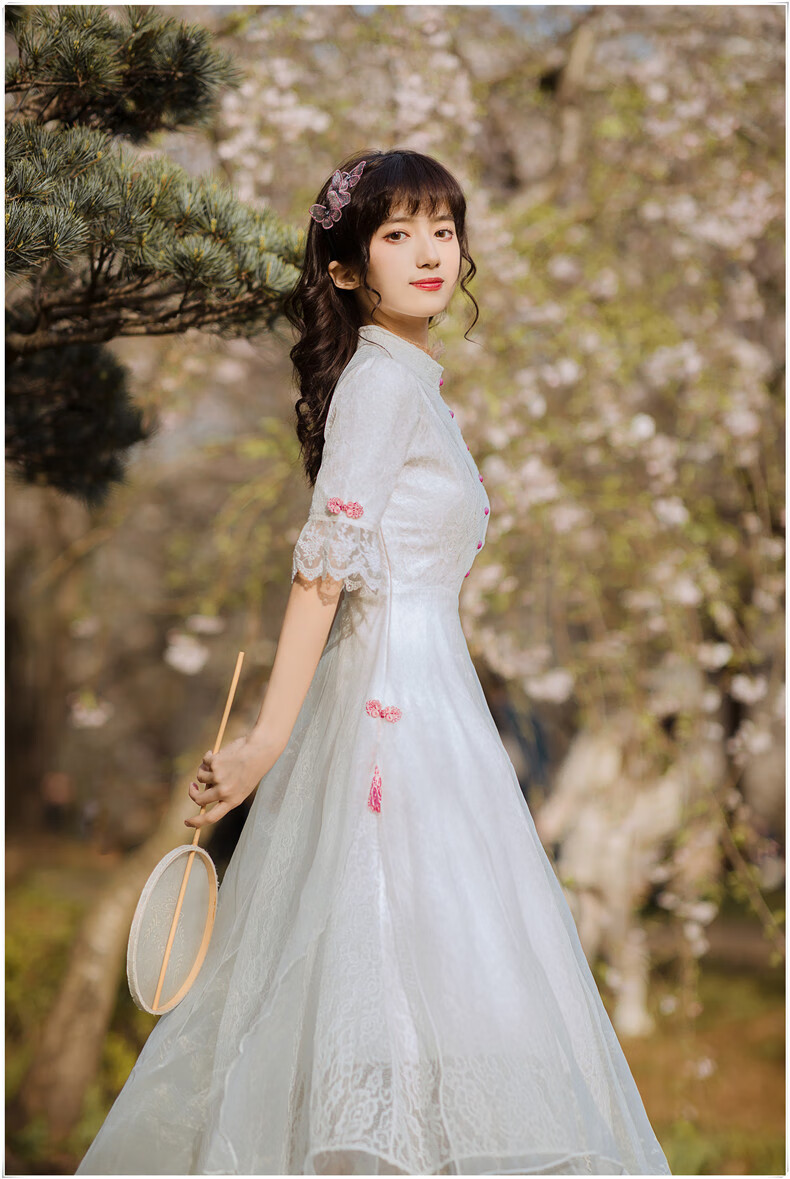 公主裙成人蓬蓬裙夏季欧式宫廷雷丝蕾丝公主仙女连衣裙生日礼裙白色s