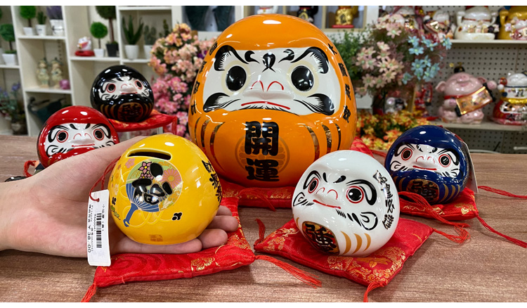 60达摩摆件开业创意礼物日式寿司店铺装饰摆件开运达摩陶瓷存钱罐大