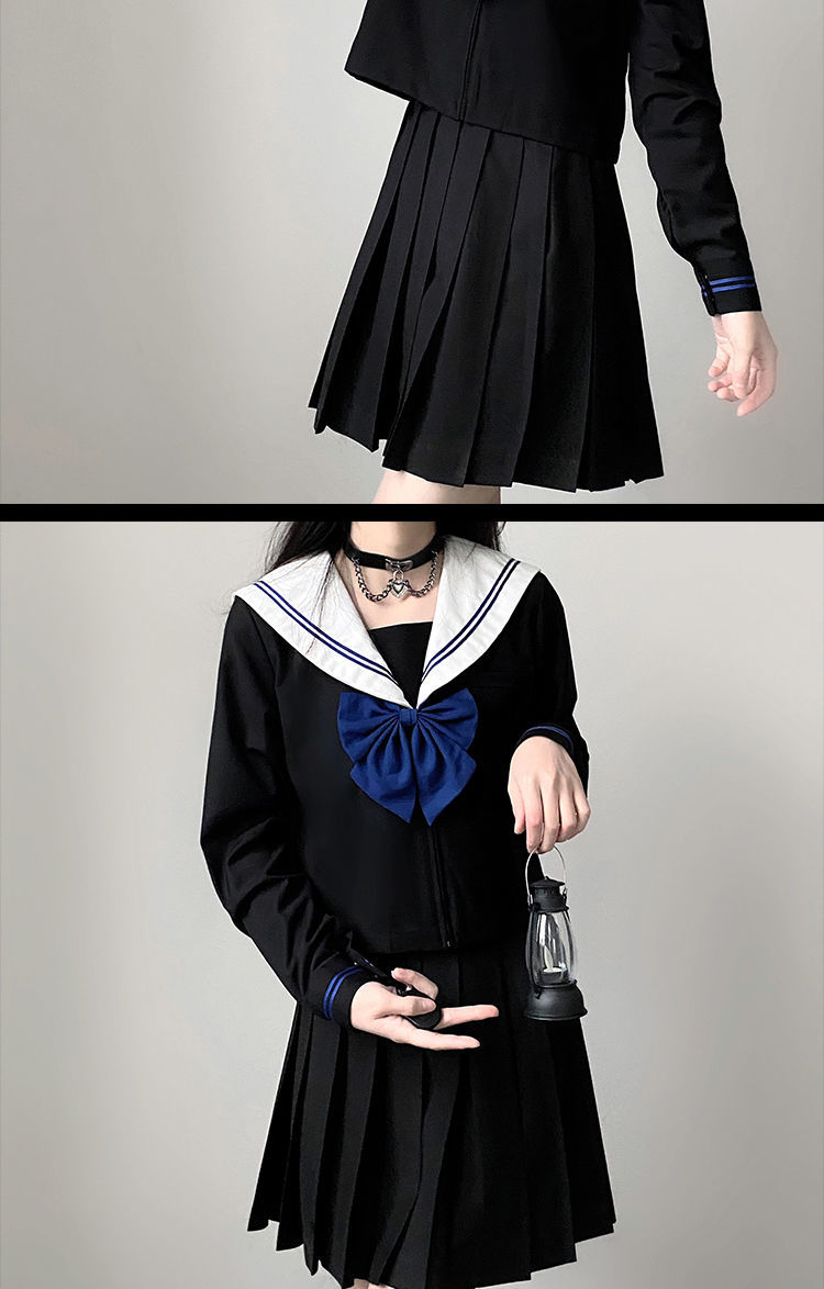 【神北jk】白二本黑色三本关西襟中间服水手服基础款jk制服裙套装