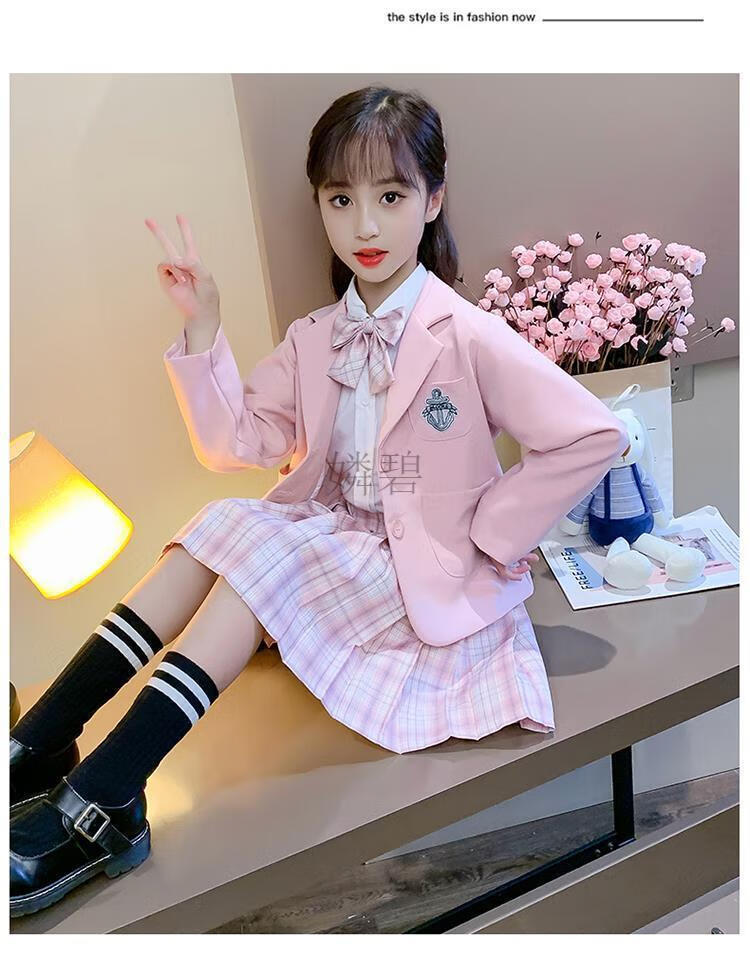 嫾碧jk儿童制服女童洋气秋装jk制服学院风小西装外套网红同款两件套大