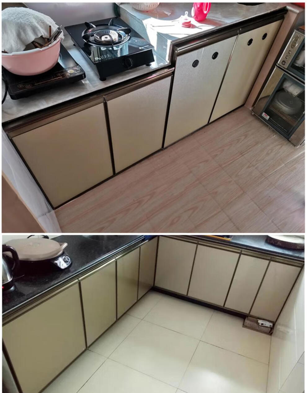 定制厨房橱柜门定制门板带框自装钢化玻璃厨柜晶钢门订制灶台门免打孔