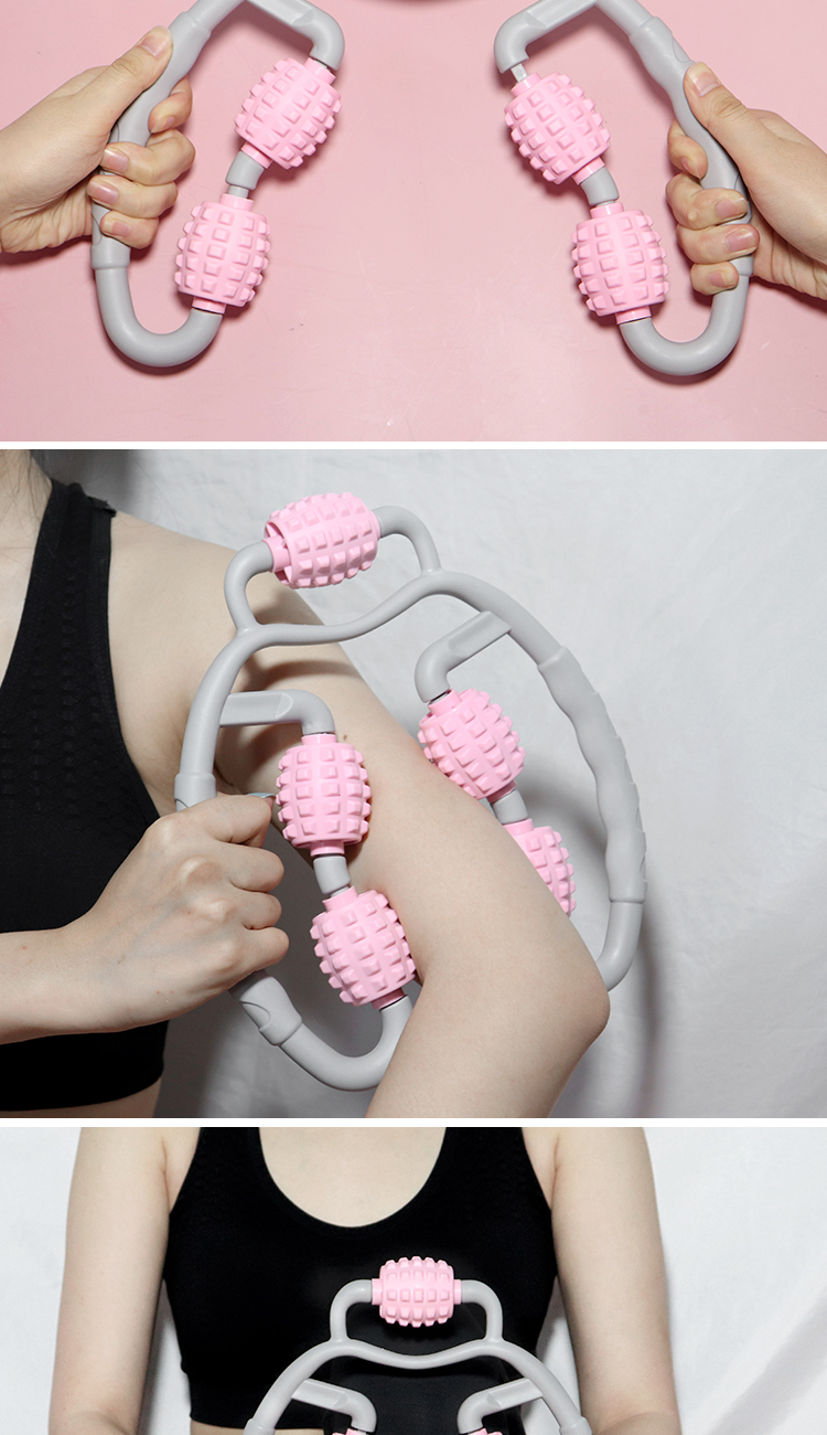 滚轮瘦小腿部肌肉放松泡沫轴滚轴按摩腿部经络疏通环形夹腿按摩器 三