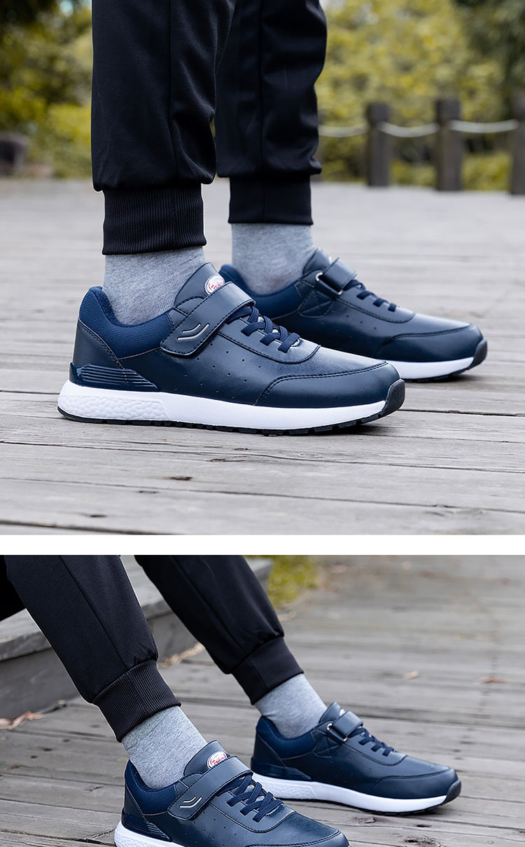 加绒皮面老人鞋女冬季温尔曼健步鞋防滑软底舒适男旅游运动妈妈鞋d