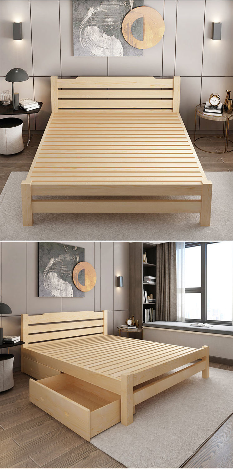 实木床简易床单人床出租房松木床成人床1米12米15米18米1800mm1900mm