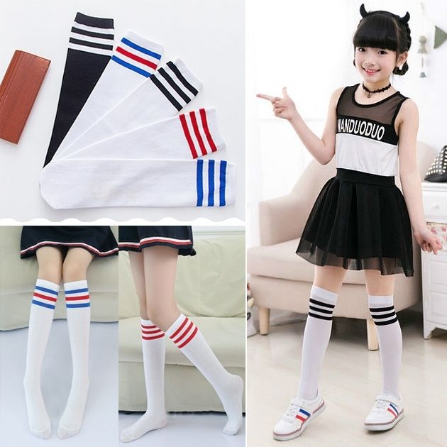 足球袜薄款儿童中大童腿袜2条装白底上端猫咪白底上端五角心均码适合3