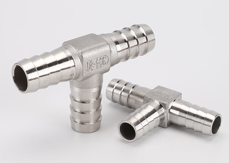 304不锈钢t型宝塔三通接头燃气插咀皮插软管格林头快接水管配件20mm