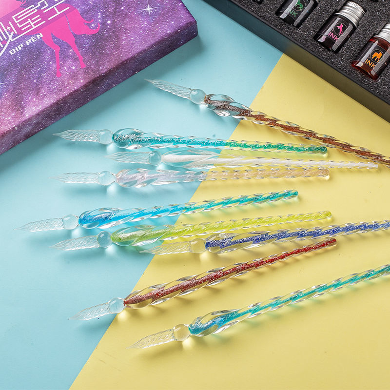 斐玉 创意水晶笔玻璃笔星空蘸水钢笔古风网红同款高颜值学生礼品套装