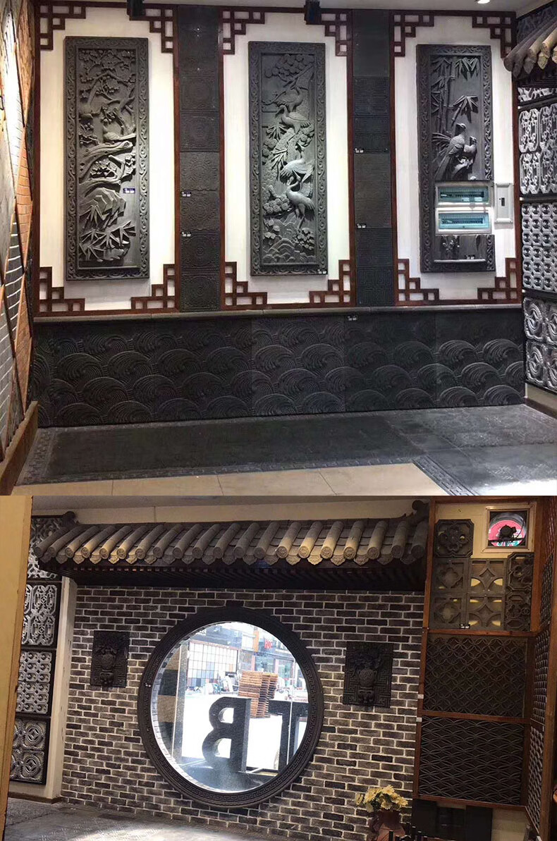 定制砖雕仿古砖雕中式古建砖雕影壁墙照壁挂件八角形福禄寿喜砖雕装饰