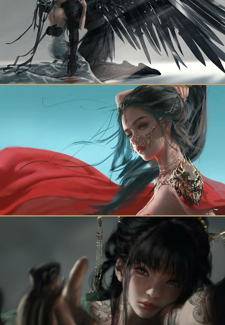 海报 英雄榜 壁纸】鬼刀1 2 3画册画集套装3册 鬼刀3苍蓝 wlop个人