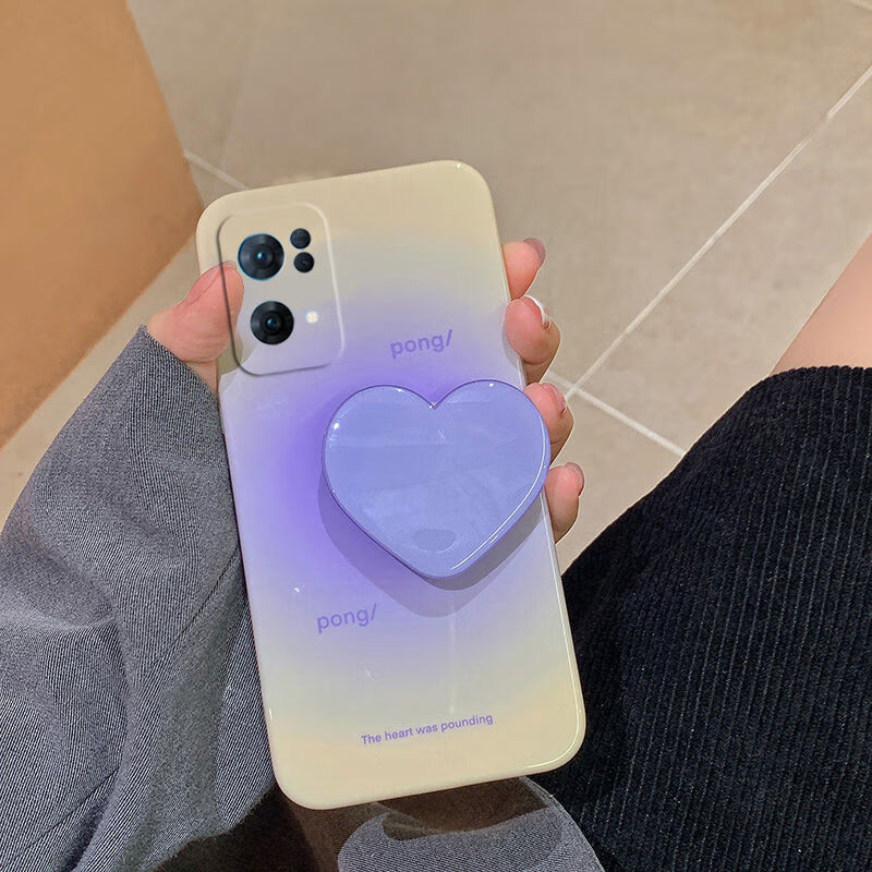 亿魅oppo reno7pro手机壳紫色爱心支架软壳全包防摔ins网红高颜值【12