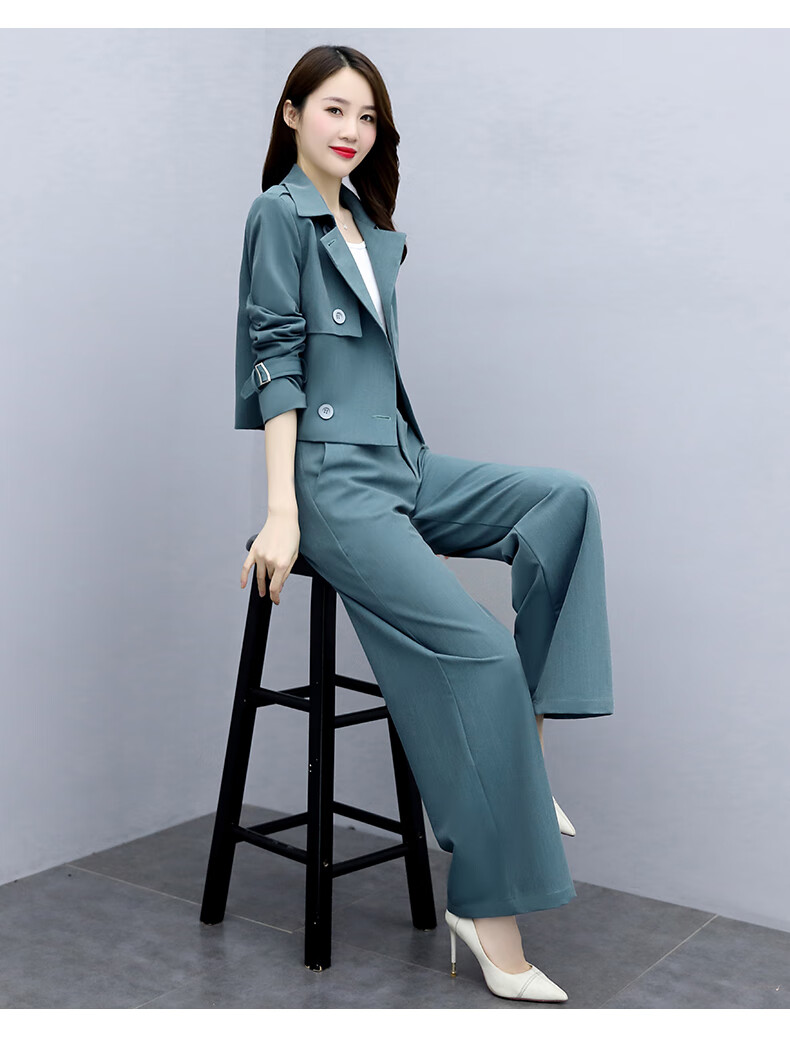 富贵鸟高端精品坠感阔腿裤两2021新款韩版时尚气质显瘦套装女秋休闲