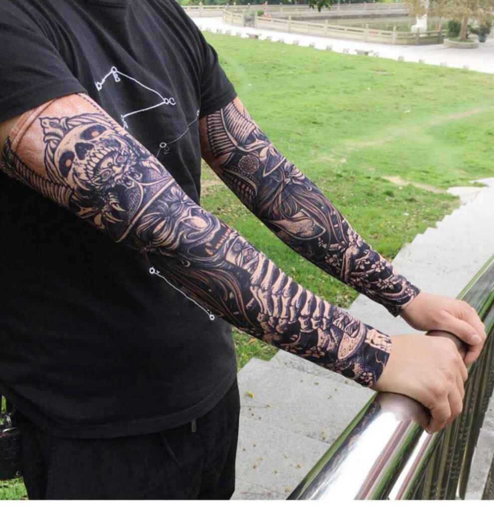 迪芙熙 男士防嗮袖套冰袖男ins潮流纹身冰丝护手臂套袖子夏天防嗮花臂