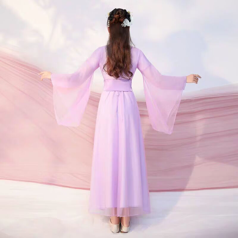 女古装仙女中国风飘逸清新淡雅改良套装汉元素樱花超仙演出服 粉色